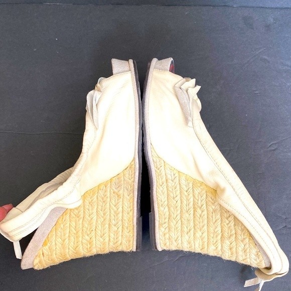 Miss Sixty Kate Wedge ruffled leather W/elastic straps Heel Ivory - Picture 3 of 14